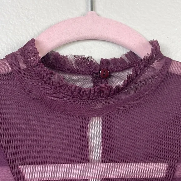 Zara sheer purple long sleeve blouse with ruffle detail size S - Picture 3 of 7